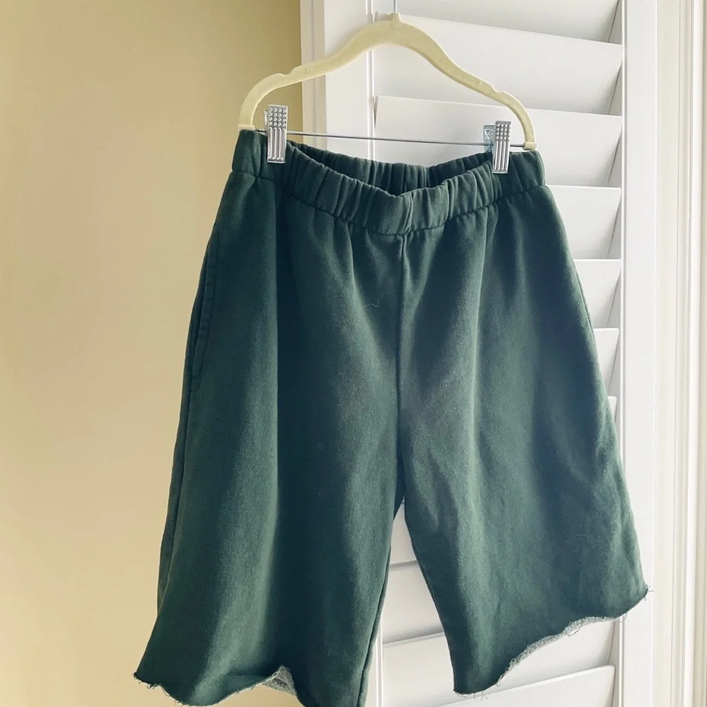 Brandy Melville Forest Green Rosa Sweatshorts - Picture 2 of 4
